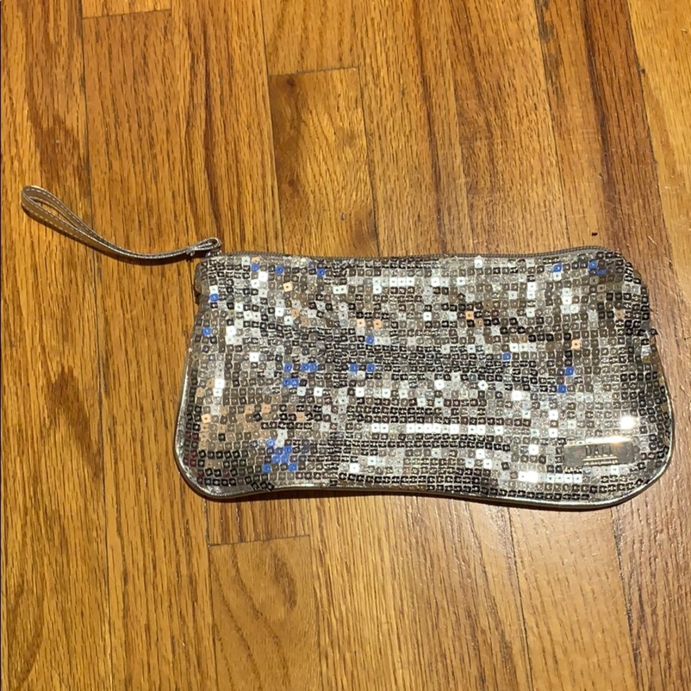Silver sequin wristlet
